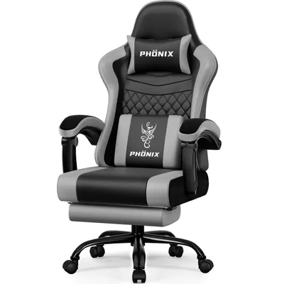 Produktbild von Aiibot Gaming Stuhl, Ergonomischer Gaming Sessel,Schreibtischstuhl,gamingstuhl mit Fußstütze,gaming stuhl 150 kg,verstellbare Rückenlehne,grau/Weiß