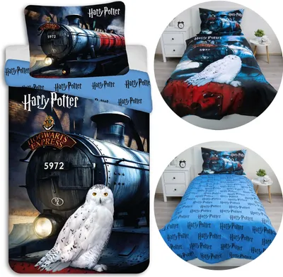 Produktbild von Harry Potter Hedwig – blaue, doppelseitige Bettwäsche mit Reißverschluss, 100 % Baumwolle, 140 × 200 + 70 × 90 cm,