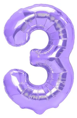 Produktbild von Folienballon, Zahl 3, violett, 100 cm