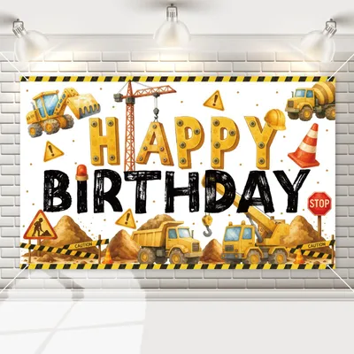 Imagen del producto de Banner decorativo para construcción, 110x180 cm, ideal para decoración de paredes en fiestas de cumpleaños