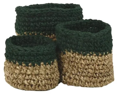 Produktbild von Pomax Nourio 3er-Set Korb aus Jute, Grün, Ø 22/27/32 x H 22/27/32 cm