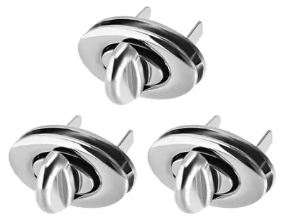 3er-Set ovale Drehverschlüsse für Geldbörsen, Silber, 33x19 mm