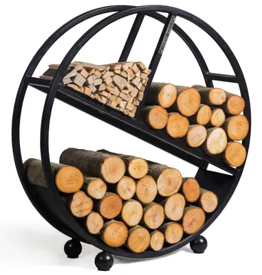 Produktbild von Kaminholzregal Kalifornien rund Stahl schwarz Ø 80 cm Brennholzregal