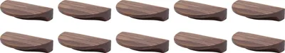 Immagine prodotto di Natural Goods Berlin maniglie per mobili rotonde HALBMOND, interasse fori 64 mm, pomelli per armadi adatti a spessori di ante di 15-22 mm, maniglie per armadi da cucina, cassettiere, credenze ecc., noce, 10 pezzi
