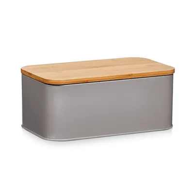 Produktbild von Zeller Brotkasten m. Holz Deckel, Metall, matt taupe