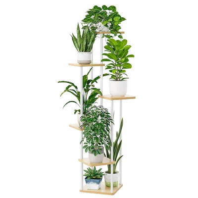 Produktbild von Bamworld Pflanzenständer Blumenständer Innen 6-stufiges PflanzensRegal Blumenstufen Metall Außen Balkon Dekoration Schlafzimmer Blumentopf Innenpflanz