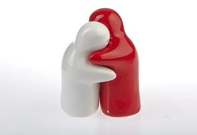 Salz- und Pfefferstreuer Gespenster, rot/weiß, Keramik, 8 cm