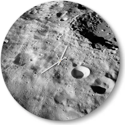 Produktbild von DEQORI Glasuhr Ø50 cm Zahlen 'Ewige Mondlandschaft' Wanduhr Glas Uhr Design leise Küchenuhr