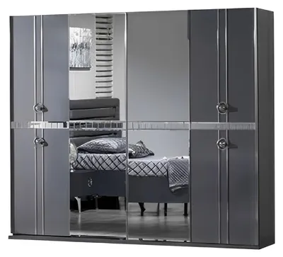 Produktbild von Kleiderschrank Schlafzimmer Moderne Möbel Grau Garderobe Schrank Design