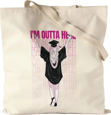 Produktbild von Abschluss Jutebeutel Stoffbeutel Canvas  I'm Outta Here Bachelor Master Doktor Absolventin Geschenk