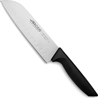 Image de Couteau Santoku avec lame Granton, série NIZA, Arcos, Noir, (L)314mm