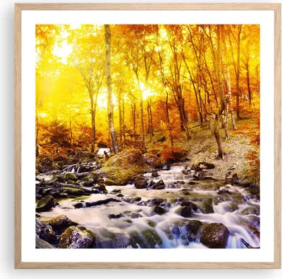 Produktbild von Gerahmtes Poster - Rahmen in heller Eiche - Berge Bach Wasser - 60x60 cm - Wand Bild - Wanddeko - Wandbilder - Wandposter - Bilderrahmen - Bilder - Kunstdruck - Wandbild - P2NAC60x60-3717
