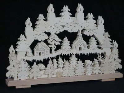 Produktbild von Schwibbogen mit Haus Kirche und Beleuchtung BxHxT 50x32x7cm NEU
