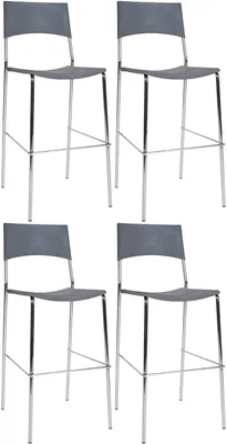 Produktbild von CLP 4er Set Stapelbarer Bistrohocker Genua mit Kunststoffsitz und Metallgestell grau