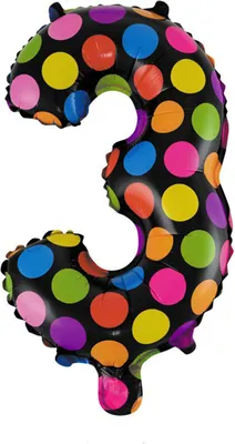 Immagine prodotto di Palloncino in foil numero 3, circa 40 cm, a pois colorati