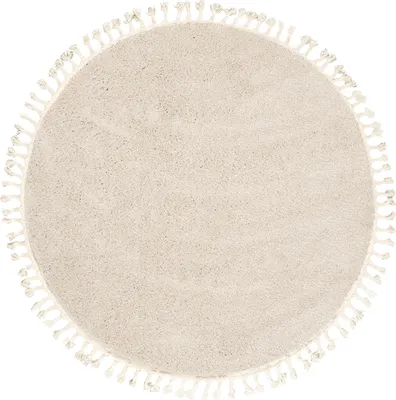 Produktbild von Volero - Teppich Hochflor Rund - Lofty Fringe Creme Weiß - Ø 120 cm - Wohnzimmer, Esszimmer, Schlafzimmer - Ländlich, Modern, Skandinavisch