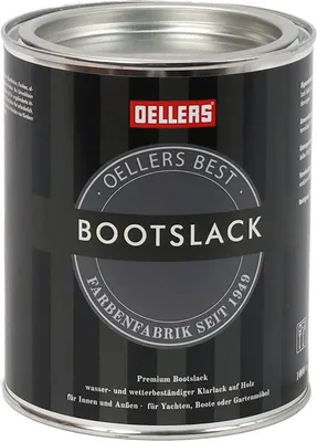 Produktbild von OELLERS Bootslack 1L – farbloser glänzender Yachtlack für Holz, Möbel, Treppen & Boote – wetterfest & strapazierfähig – Klarlack außen/innen