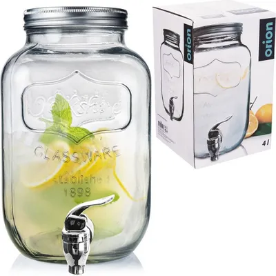 Produktbild von Orion Getränkespender Glas Zapfhahnflasche mit Zapfhahn Gläser Trinkgläser 4 L