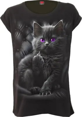 Produktbild von Spiral T-Shirt Damen Cattitude Girlie-Shirt schwarz XL