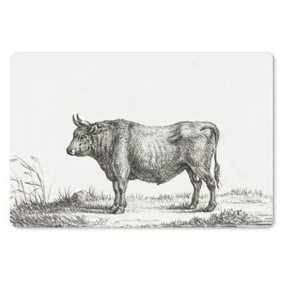 Produktbild von MuchoWow® Mauspad Mousepad Stehender Stier - Gemälde von Jean Bernard 27x18 cm - Mousepads - Maus Mat - Pad - Mausunterlage - Büroartikel - Desk Matten