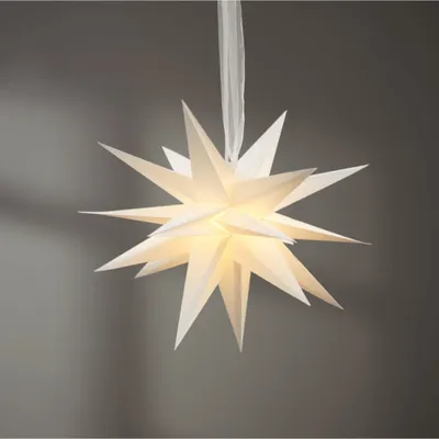 Produktbild von Star Trading 502-21 Papierstern "December"weiß, Ø ca. 35 cm, 18 Spitzen, mit Band,ohne Kabel und Leuchtmittel, Vierfarb-Karton