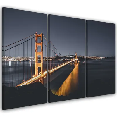 Immagine prodotto di Trittico su tela città e architettura - arancione 90x60 cm Feeby arancione quadro da parete pronto per essere appeso