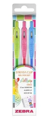 Obrázok produktu pre Gélové pero "Sarasa Clip Lollipop", 3 rôzne farby, 0,33 mm, stláčací mechanizmus, ZEBRA 99431