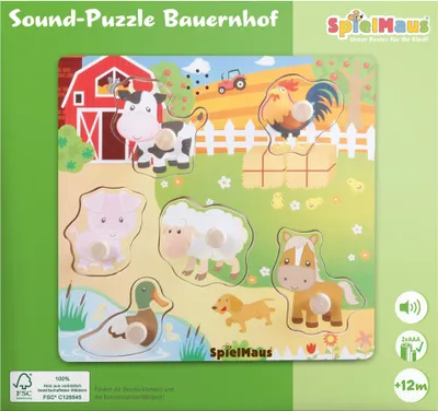 Produktbild von SpielMaus Holz Sound Holzpuzzle Bauernhof