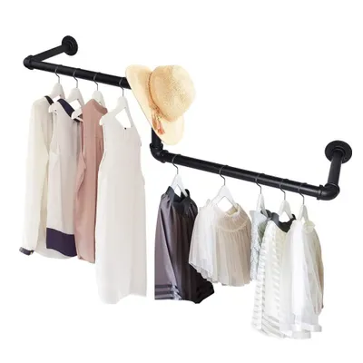 Produktbild von Wandkleiderstange Metall Schwarz Z-förmig 100cm