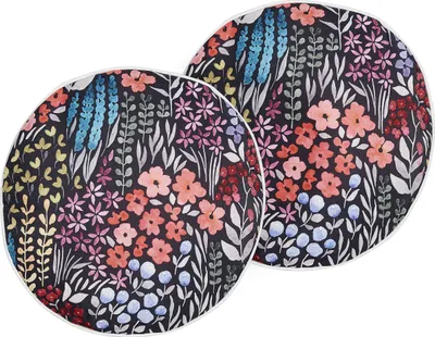 Produktbild von BELIANI Gartenkissen 2er Set Mehrfarbig Stoffbezug mit Füllung Blumenmuster ⌀ 40 cm Rund Modern Zierkissen Dekokissen Streukissen Terrasse Outdoor