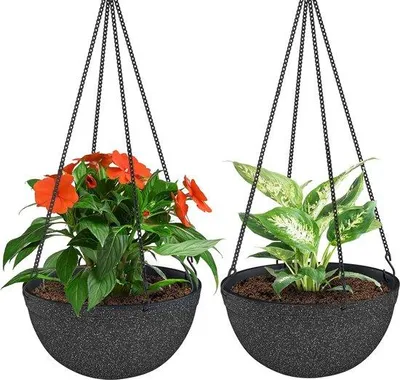 Produktbild von Famanu Hängende Blumentöpfe 28 cm - Dunkelgrau (Set von 2)