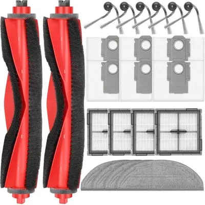 Produktbild von 22 Stück Zubehör für Robotstäubler - 2 Hauptbürsten, 6 Staubbeutel, 4 Schwämme, 4 HEPA-Filter, 6 Seitenbürsten