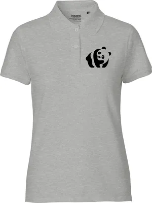 Produktbild von Huuraa Damen Polo Shirt Panda Silhouette XS Sport Grey Bio Baumwolle Fairtrade Poloshirt Geschenkidee