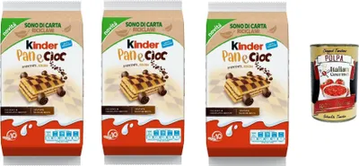 Produktbild von Kinder Ferrero panecioc Kuchen mit mit Kakao- und Schokostückchen kekse riegel cookies 3x 290g + Italian Gourmet polpa 400g
