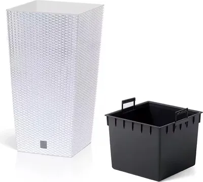 Produktbild von Doniczka + wkład do doniczki rattanowej RATO SQUARE DRTS225 Biały