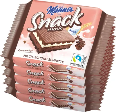 Image de Manner Snack Minis Lait Chocolat Gaufrettes croustillantes au cacao 5 x 25g