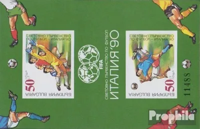 Produktbild von Briefmarken Bulgarien 1990 Mi Block209B (kompl.Ausg.) ungezähnt postfrisch Fußball-WM 90, Italien