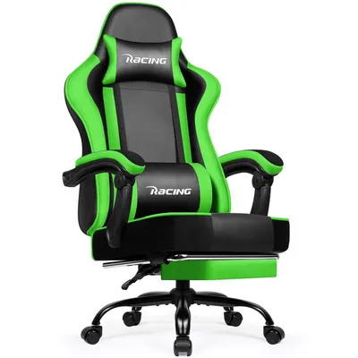 Produktbild von Portreen Gaming Stuhl,Bürostuhl Ergonomischer Gaming Sessel mit Lendenwirbelstütze Fußstütze, gepolstert,Kopfkissen Gaming Stuhl, 150kg Gaming Chair