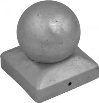 Produktbild von Pfostenkappe für Vierkantmetallpfosten mit Kugel 90x90x1,5mm silber verzinkt