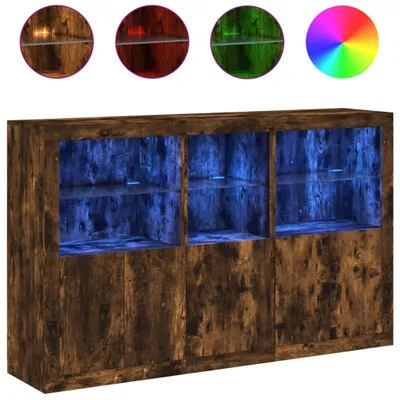 Produktbild von Sideboard mit LED-Leuchten Räuchereiche 162x37x100 cm