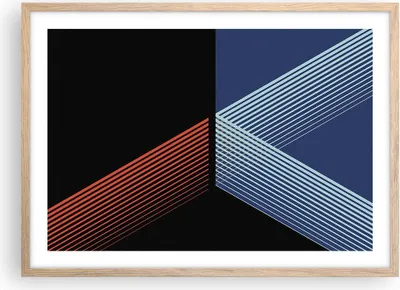 Produktbild von Gerahmtes Poster - Rahmen in heller Eiche - Abstraktion Schwarz Blau - 70x50 cm - Wand Bild - Wanddeko - Wandbilder - Kunstposter - Wandposter - Bilderrahmen - Bilder - Kunstdruck - P2NAA70x50-4458
