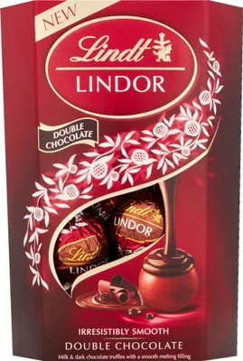 Produktbild von Lindt Lindor Doppel Schokoladentrüffel Box - ca. 16 Kugeln 200g - Schokoladentrüffel mit einer glatt schmelzenden Füllung - Geschenk - Ostern, Geburtstag, Feiern, Glückwunsch
