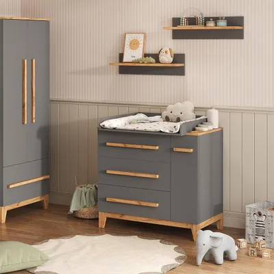 Immagine prodotto di Fasciatoio Vitalispa Malia Grigio 98 x 98 cm con 1 porta e 3 cassetti, Model 60580