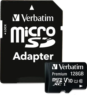 Immagine prodotto di Scheda di memoria Micro SD Verbatim - Include adattatore per schede SD per la massima compatibilità 128 GB