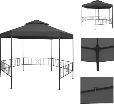 Zdjęcie produktu dla vidaXL Pawilon ogrodowy 323x275x265 cm antracytowy - Pawilony i namioty imprezowe