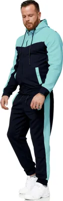 Produktbild von Herren Trainingsanzug | Freizeitanzug mit Kapuze | 0986 Schwarz Mint 3XL