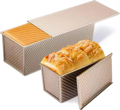 Produktbild von Pullman-Kastenformen mit Deckel für 1 kg und 0,5 kg Teig, Kohlenstoffstahl zum Backen von hausgemachtem Sandwich- und Sauerteigbrot