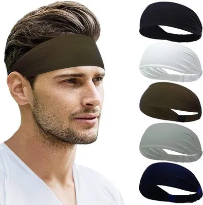 Image de Bandeaux de sport élastiques, lot de 5, absorbants, antidérapants