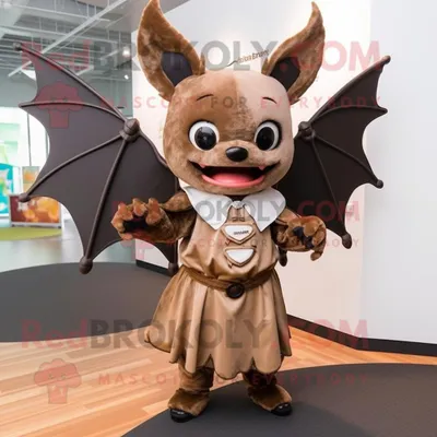 Produktbild von Braune REDBROKOLY Fledermaus Maskottchen Kostüm figur mit Faltenrock und Stirnbändern