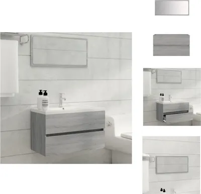 Immagine prodotto di vidaXL set di mobili da bagno 2 pezzi grigio Sonoma in legno - Set di mobili da bagno